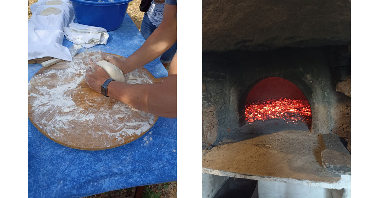 Baking bread in wood oven in Sifnos