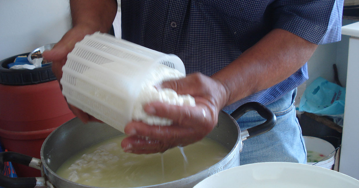Cheese making demonstration in Sifnos