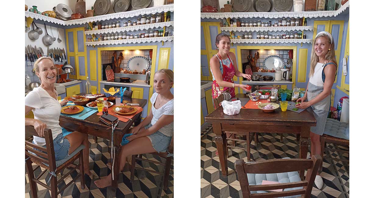 Participants at cooking lessons organized by Sifnos events